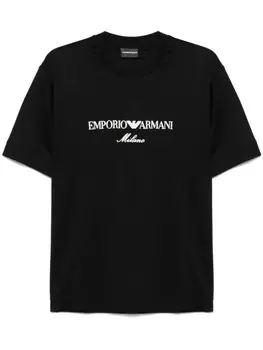 Emporio Armani футболка с вышитым логотипом, черный