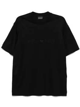 Emporio Armani футболка с вышитым логотипом, черный