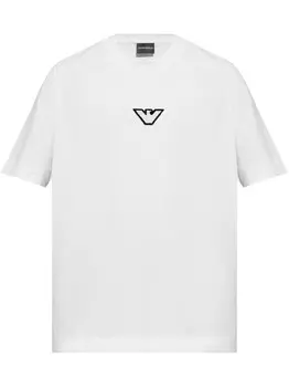 Emporio Armani футболка с вышитым логотипом, нейтральный цвет