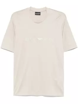 Emporio Armani футболка с вышитым логотипом, нейтральный