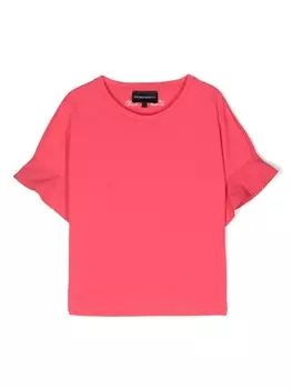 Emporio Armani футболка с вышитым логотипом, розовый