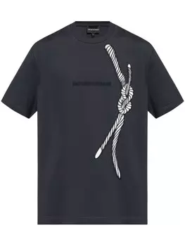 Emporio Armani футболка с вышитым логотипом, синий