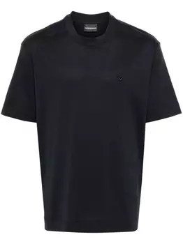 Emporio Armani футболка с вышитым логотипом, синий