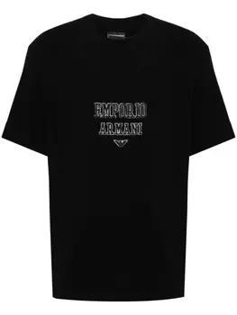 Emporio Armani футболка с вышитым логотипом, синий