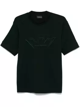 Emporio Armani футболка с вышитым логотипом, зеленый