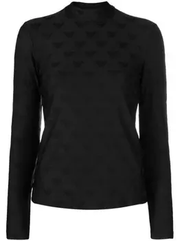 Emporio Armani футболка с высоким воротником и жаккардовым логотипом, черный