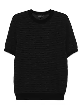 Emporio Armani футболка вязки интарсия, черный