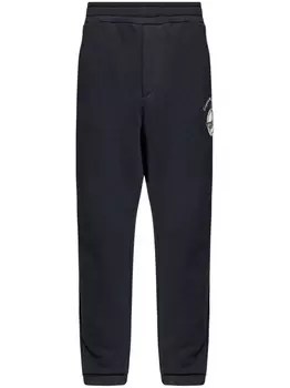 Emporio Armani хлопковые спортивные брюки с нашивкой-логотипом, синий