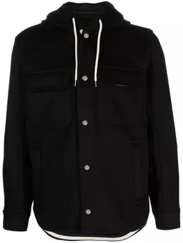 Emporio Armani hooded virgin wool shirt jacket, черный