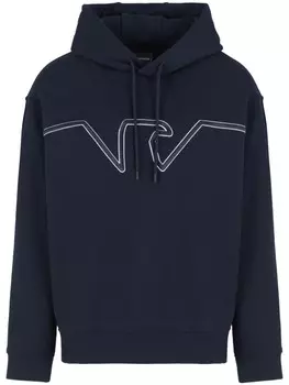Emporio Armani худи из джерси с тисненым логотипом, синий