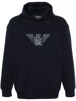 Emporio Armani худи из джерси с вышитым логотипом, синий