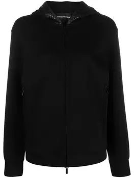 Emporio Armani худи на молнии с логотипом, черный
