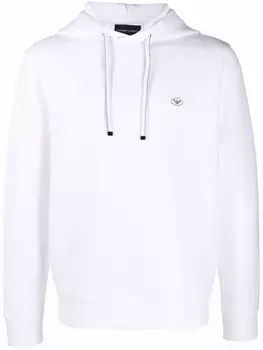 Emporio Armani худи с нашивкой-логотипом, белый