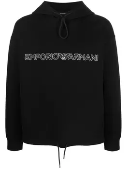 Emporio Armani худи с вышитым логотипом, черный