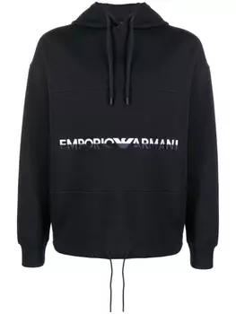 Emporio Armani худи с вышитым логотипом, синий