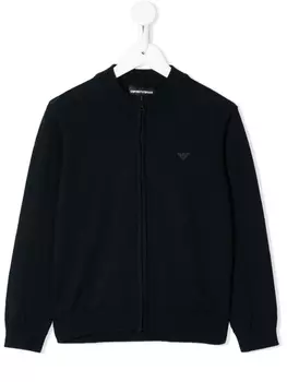 Emporio Armani кардиган на молнии с логотипом, синий