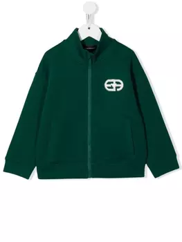 Emporio Armani кардиган с длинными рукавами и логотипом, зеленый