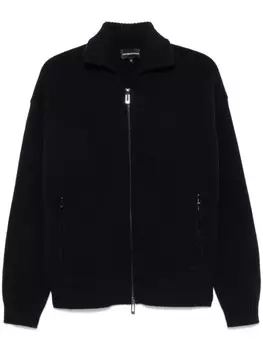 Emporio Armani кардиган с вышитым логотипом, синий