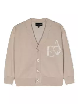 Emporio Armani кардиган с жаккардовым логотипом, нейтральный цвет