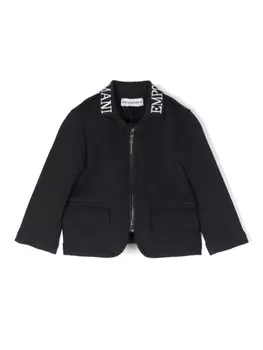 Emporio Armani Kids блейзер с логотипом-интарсией, синий