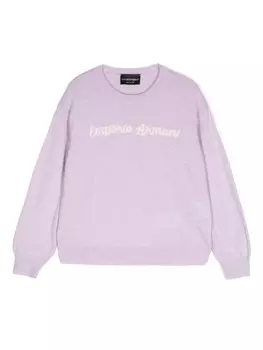 Emporio Armani Kids джемпер с логотипом, фиолетовый