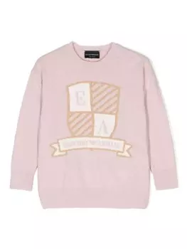 Emporio Armani Kids джемпер с приспущенными плечами и логотипом, розовый