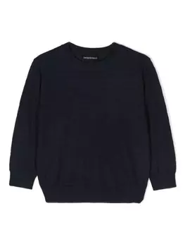Emporio Armani Kids джемпер вязки интарсия с логотипом, синий