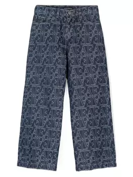 Emporio Armani Kids джинсы с вышитым логотипом, синий