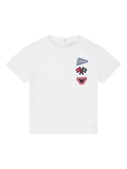 Emporio Armani Kids футболка с аппликацией логотипа, белый