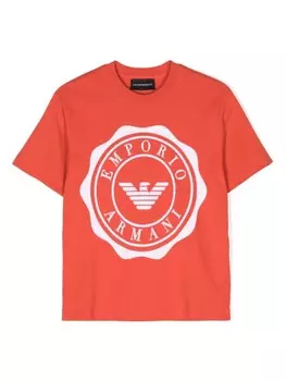 Emporio Armani Kids футболка с логотипом, красный