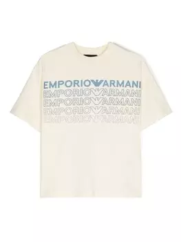 Emporio Armani Kids футболка с логотипом, нейтральный цвет