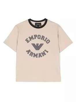 Emporio Armani Kids футболка с логотипом, нейтральный цвет