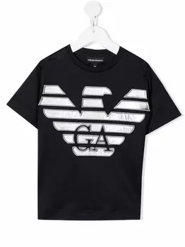 Emporio Armani Kids футболка с нашивкой-логотипом, синий