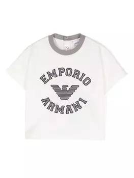 Emporio Armani Kids футболка с тисненым логотипом, белый