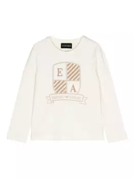 Emporio Armani Kids футболка с вышитым логотипом, нейтральный цвет