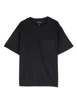 Emporio Armani Kids футболка с вышитым логотипом, синий