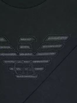 Emporio Armani Kids футболка с вышитым логотипом, синий