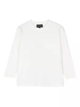 Emporio Armani Kids футболка с вышитым логотипом, белый