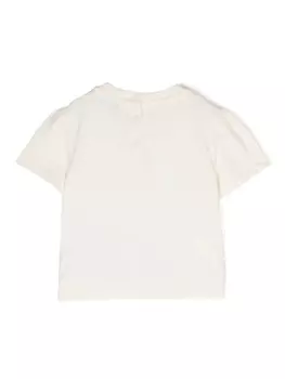 Emporio Armani Kids футболка с вышитым логотипом, нейтральный цвет