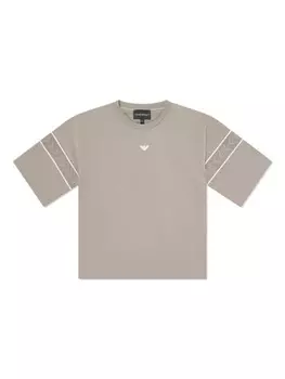 Emporio Armani Kids хлопковая футболка с вышитым логотипом, нейтральный цвет