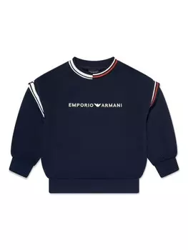 Emporio Armani Kids хлопковый джемпер с вышитым логотипом, синий