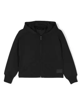 Emporio Armani Kids худи на молнии с нашивкой-логотипом, черный