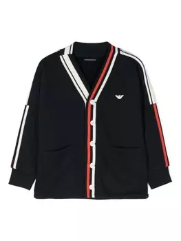 Emporio Armani Kids кардиган с нашивкой-логотипом, синий
