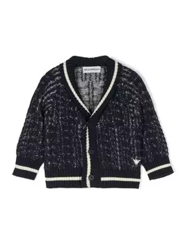 Emporio Armani Kids кардиган с вышитым логотипом, синий