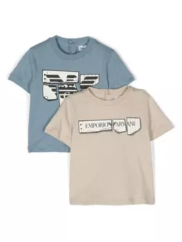 Emporio Armani Kids комплект футболок с логотипом, синий