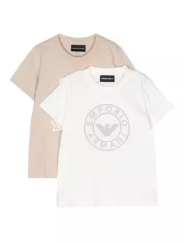 Emporio Armani Kids комплект из двух футболок с логотипом, белый