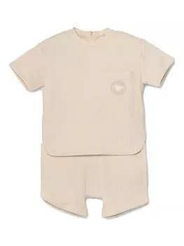 Emporio Armani Kids комплект из шортов и футболки в рубчик, нейтральный