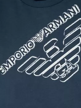 Emporio Armani Kids комплект из трех футболок с логотипом, синий