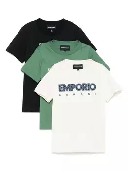 Emporio Armani Kids комплект из трех футболок с логотипом, белый