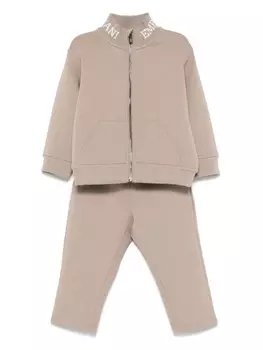 Emporio Armani Kids комплект спортивного костюма с логотипом intarsia, коричневый